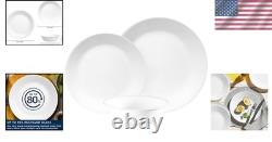 12pc White Dinnerware Set Modern Tempered Glass Durable Dishwasher Safe