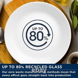 12pc White Dinnerware Set Modern Tempered Glass Durable Dishwasher Safe