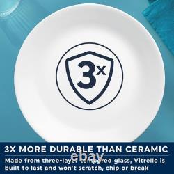 12pc White Dinnerware Set Modern Tempered Glass Durable Dishwasher Safe