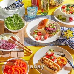 12pc White Dinnerware Set Modern Tempered Glass Durable Dishwasher Safe