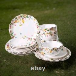 12pc market square dinner Set for 4 Floral matching plates & bowls