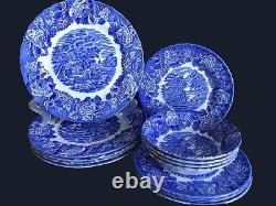 13 Pieces Set Dinner of Wood & Sons Blue White Table Ware, England +a Free Plate