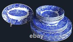 13 Pieces Set Dinner of Wood & Sons Blue White Table Ware, England +a Free Plate