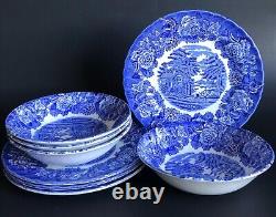 13 Pieces Set Dinner of Wood & Sons Blue White Table Ware, England +a Free Plate