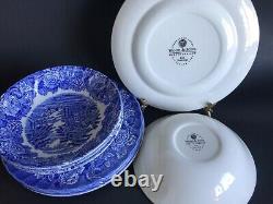 13 Pieces Set Dinner of Wood & Sons Blue White Table Ware, England +a Free Plate