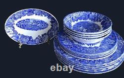 13 Pieces Set Dinner of Wood & Sons Blue White Table Ware, England +a Free Plate