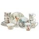 16 Pc Dinnerware Set Service For 4 Brown Multi Color White Animal Casual