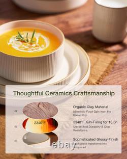 16-Pc Ribbed Dinnerware Set for 4 White, Chip & Scratch Resistant