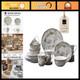 16-Piece Antique White Porcelain Dinnerware Set for 4 Romantic Bird & Floral D