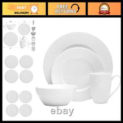 16-Piece Bone China Dinnerware Set White Plates, Bowls & Mugs, Dishwasher Safe