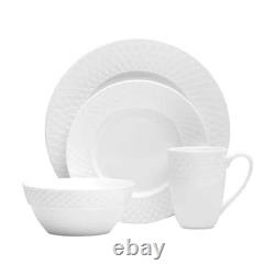 16-Piece Bone China Dinnerware Set White Plates, Bowls & Mugs, Dishwasher Safe