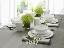 16-Piece Bone China Dinnerware Set White Plates, Bowls & Mugs, Dishwasher Safe