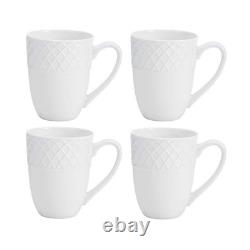 16-Piece Bone China Dinnerware Set White Plates, Bowls & Mugs, Dishwasher Safe