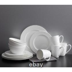 16-Piece Bone China Dinnerware Set White Plates, Bowls & Mugs, Dishwasher Safe
