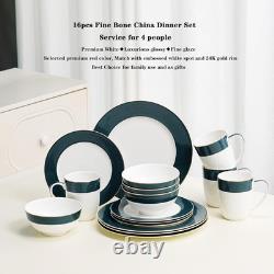 16-Piece Dinnerware Set, Dinner Plates, Bowls and Mugs Set, Dishware Set for 4