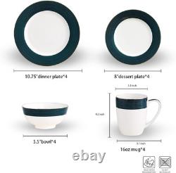 16-Piece Dinnerware Set, Dinner Plates, Bowls and Mugs Set, Dishware Set for 4