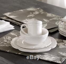 16 Piece Dinnerware Set Service Earthenware 8 Plates 4 Bowls 4 Mugs Table White