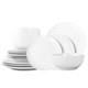 16-Piece Dinnerware Set for 4, White Porcelain Plates and Bowls, Chip Resista