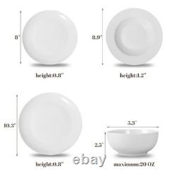 16-Piece Dinnerware Set for 4, White Porcelain Plates and Bowls, Chip Resista