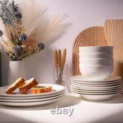 16-Piece Dinnerware Set for 4, White Porcelain Plates and Bowls, Chip Resista