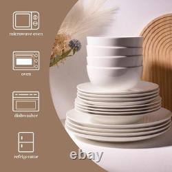 16-Piece Dinnerware Set for 4, White Porcelain Plates and Bowls, Chip Resista
