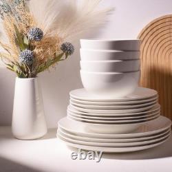 16-Piece Dinnerware Set for 4, White Porcelain Plates and Bowls, Chip Resista
