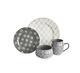16 Piece, Kitchen Dinner Plates, Bowls, Dishes, Dinnerware Set in Grey/White