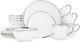 16-Piece Metallic Porcelain Dinnerware Set for 4 White & Silver Accents