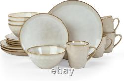 16-Piece Ocean Dinnerware Set for 4 White Plates, Bowls & Mugs