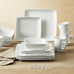 16-Piece Porcelain Coupe Square Dinnerware Set Home Dinner Dishes Service Kit