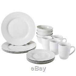 16 Piece Round Dinnerware Set Kitchen Dining Plates Dishes Bowls Mugs Service