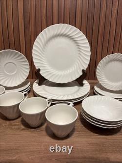 16-Piece Sheffield Bone White Dinnerware Set Service for 4, Vintage Ironstone