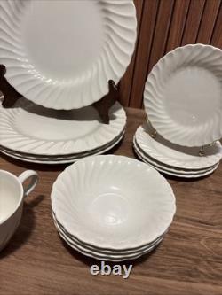 16-Piece Sheffield Bone White Dinnerware Set Service for 4, Vintage Ironstone