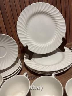 16-Piece Sheffield Bone White Dinnerware Set Service for 4, Vintage Ironstone