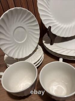 16-Piece Sheffield Bone White Dinnerware Set Service for 4, Vintage Ironstone