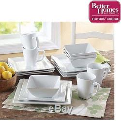 16 Piece Square Dinner Set Dining Bowls Plates Dishes Mug Porcelain Dinnerware