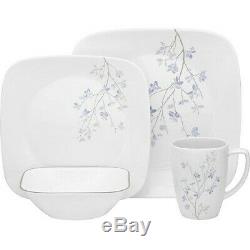 16-Piece Square Dinnerware Set Dishwasher Safe Lightweight Microwave Stackable