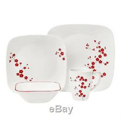 16 Piece Square Dinnerware Set Service for 4 Dishes Plates Bowls Mugs Corelle
