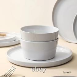 16-Piece Stoneware Dinnerware Set, White, Microwave & Dishwasher Safe