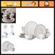 16-Piece White Stoneware Dinnerware Set for 4, Distressed Finish, Microwave & Di