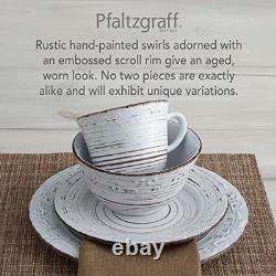 16-Piece White Stoneware Dinnerware Set for 4, Distressed Finish, Microwave & Di 16-Piece White Stoneware Dinnerware Set for 4, Distressed Finish, Microwave & Di