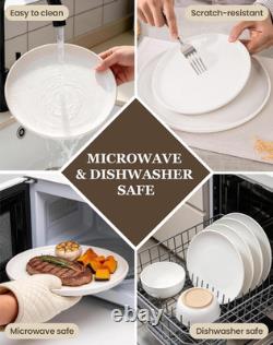 16-Piece White Stoneware Dinnerware Set for 4, Microwave & Dishwasher Safe