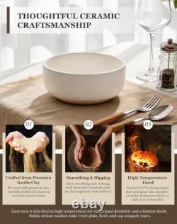 16-Piece White Stoneware Dinnerware Set for 4, Microwave & Dishwasher Safe