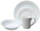 16-pc Corelle ENHANCEMENTS White Swirl DINNERWARE SET Plates Bowls & 10.5-oz MUG