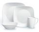 16-pc Corelle PURE WHITE SQUARE Dinnerware Set Dinner Lunch Plates Bowls & Mugs