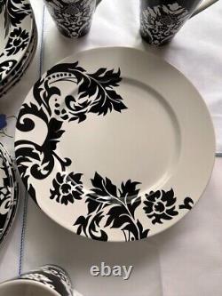 16 pieces set dinnerware BLACK & WHITE DAMASK by HOME, VINTAGE SERVING FOR 4