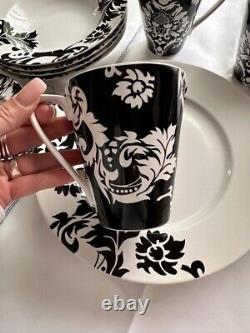 16 pieces set dinnerware BLACK & WHITE DAMASK by HOME, VINTAGE SERVING FOR 4