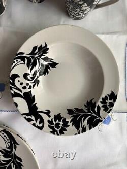 16 pieces set dinnerware BLACK & WHITE DAMASK by HOME, VINTAGE SERVING FOR 4