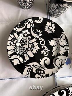 16 pieces set dinnerware BLACK & WHITE DAMASK by HOME, VINTAGE SERVING FOR 4