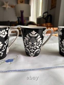 16 pieces set dinnerware BLACK & WHITE DAMASK by HOME, VINTAGE SERVING FOR 4